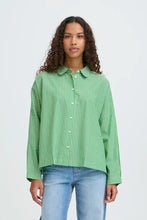 Load image into Gallery viewer, Ichi Giley peter pan collar shirt Kelly Green Birch Stripe - CW CW