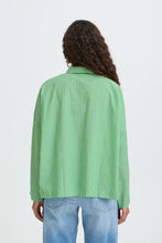 Load image into Gallery viewer, Ichi Giley peter pan collar shirt Kelly Green Birch Stripe - CW CW