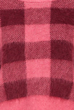 Load image into Gallery viewer, Ichi Helena checked jacquard knit jumper Fruit Dove
