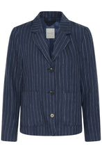 Load image into Gallery viewer, Part Two Alita linen blazer Blue Night Pinstripe - CW CW