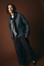 Load image into Gallery viewer, Ichi Frava herringbone jacket with detatchable scarf Black Herringbone