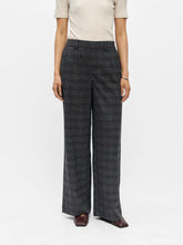 Load image into Gallery viewer, Object Lisa check wide leg trouser Dark Grey Melon Blue Brown