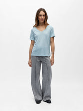 Load image into Gallery viewer, Object Thea linen blend V neck T Pale Sky - CW CW