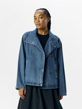 Load image into Gallery viewer, Object Tilla funnel neck denim jacket Medium Blue