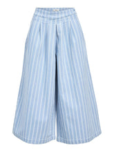 Load image into Gallery viewer, Object Elsie striped wide leg culottes Light Blue Denim