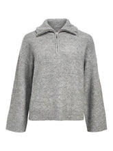 Load image into Gallery viewer, Object Diana zip neck knit Medium Grey Melange