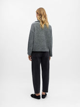 Load image into Gallery viewer, Object Diana zip neck knit Medium Grey Melange