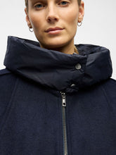 Load image into Gallery viewer, Object Moore detachable collar wool bomber jacket Navy