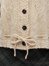 Load image into Gallery viewer, Object Gunvi decorative cable drawstring cardigan Oatmeal Melange