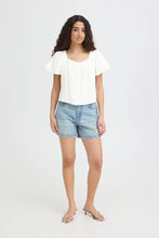 Load image into Gallery viewer, Ichi Foxa square neck crinkle top White - CW CW