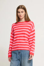 Load image into Gallery viewer, Ichi Blush relaxed sweater Poinsetta Stripe