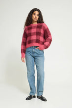 Load image into Gallery viewer, Ichi Helena checked jacquard knit jumper Fruit Dove