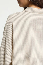 Load image into Gallery viewer, Ichi Tamanna brushed woven striped shirt Birch Coffee