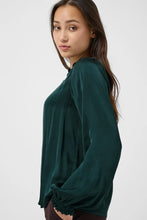 Load image into Gallery viewer, Part Two Caterina dull satin ruffle neck blouse Green Gables