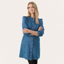 Load image into Gallery viewer, Part Two Polla denim shirt dress Medium Blue