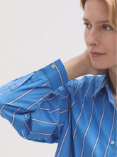 Load image into Gallery viewer, Nice Things Striped poplin shirt Medium Blue