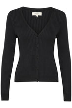 Load image into Gallery viewer, Part Two Camusa fitted ribbed cardigan Black