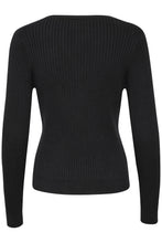 Load image into Gallery viewer, Part Two Camusa fitted ribbed cardigan Black