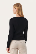 Load image into Gallery viewer, Part Two Camusa fitted ribbed cardigan Black