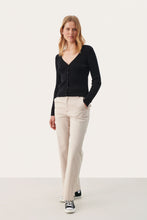 Load image into Gallery viewer, Part Two Camusa fitted ribbed cardigan Black