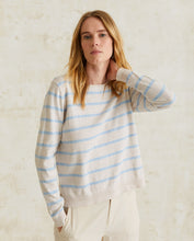 Load image into Gallery viewer, Yerse Soft cotton stripe knit Sky Blue/Ecru

