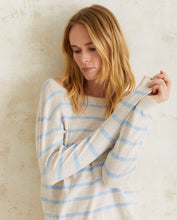 Load image into Gallery viewer, Yerse Soft cotton stripe knit Sky Blue/Ecru
