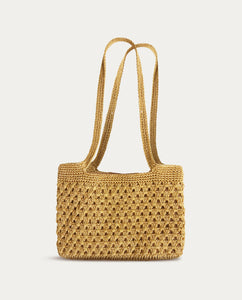 Yerse Metallic crochet bag Gold