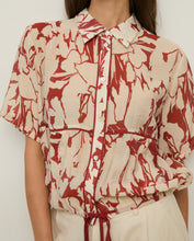Load image into Gallery viewer, Yerse Manila print drawstring blouson shirt Cinammon Limestone - CW CW