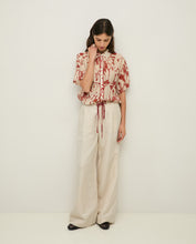 Load image into Gallery viewer, Yerse Manila print drawstring blouson shirt Cinammon Limestone - CW CW