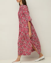 Load image into Gallery viewer, Yerse Nara flower petal print cotton dress Raspberry - CW CW
