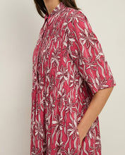 Load image into Gallery viewer, Yerse Nara flower petal print cotton dress Raspberry - CW CW