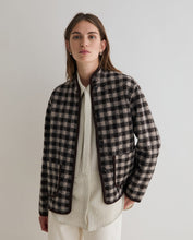 Load image into Gallery viewer, Yerse Boiled wool check jacket Chocolate Ecru