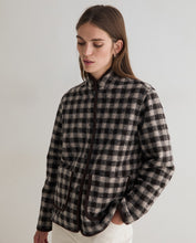 Load image into Gallery viewer, Yerse Boiled wool check jacket Chocolate Ecru