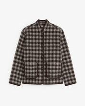 Load image into Gallery viewer, Yerse Boiled wool check jacket Chocolate Ecru