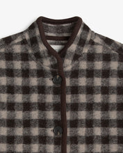Load image into Gallery viewer, Yerse Boiled wool check jacket Chocolate Ecru