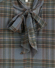 Load image into Gallery viewer, Yerse Plaid print pussy bow tie blouse Multi colour