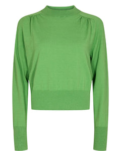 Numph Sila gathered shoulder seam pullover Greenery