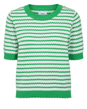 Load image into Gallery viewer, Numph Mari scallop stripe jacquard knit Classic Green - CW CW