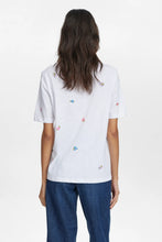 Load image into Gallery viewer, Numph Pilas embroidered organic t shirt Bright White