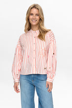 Load image into Gallery viewer, Numph Soleima celestial embroidered stripe shirt Tomato/Cloud - CW CW