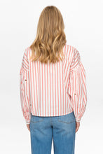 Load image into Gallery viewer, Numph Soleima celestial embroidered stripe shirt Tomato/Cloud - CW CW