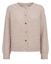 Load image into Gallery viewer, Numph Rietto pointelle multi colour button cardigan Mushroom