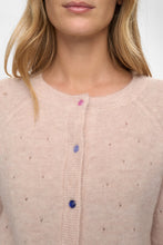 Load image into Gallery viewer, Numph Rietto pointelle multi colour button cardigan Mushroom