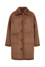 Load image into Gallery viewer, Numph Minda reversible teddy and suede coat Dachshund