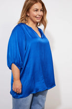 Load image into Gallery viewer, Haven Barbados satin relaxed oversized top Sapphire