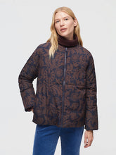 Load image into Gallery viewer, Nice Things Folk print reversible padded jacket Navy