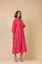 Load image into Gallery viewer, Handprint Dream Apparel Redwood cotton dress soneva Stripe Pink Red - CW CW