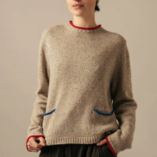 Load image into Gallery viewer, Eribe Tweed nep merino wool sweater Sand