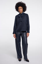 Load image into Gallery viewer, Rino & Pelle Bryanna Reversible bow tie blouse Dark Navy