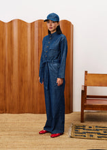 Load image into Gallery viewer, FRNCH Calmlie fine rib utilitarian jumpsuit Blue Marine